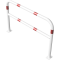 Hoop of steel tube |  60 x 2,5 mm | with cross bar | to be fixed by plugs | total width: 1500 mm | total height: 1000 mm | hot-dip galvanized and white coatedwith red reflecting stripes